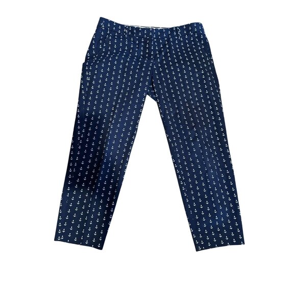 J.Crew “City Fit”‎ Pants – Size 8 – Navy with White Anchor Print - Picture 1 of 6
